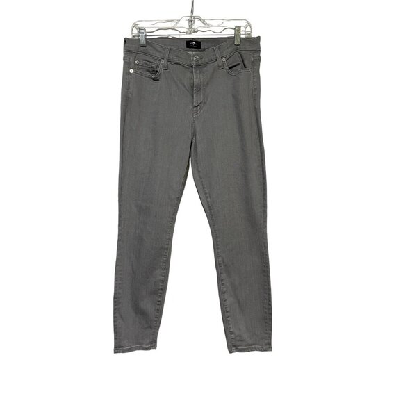 Seven for Mankind Women's Jeans Straight Leg Denim Med Wash Gray Size 31 - Picture 1 of 4